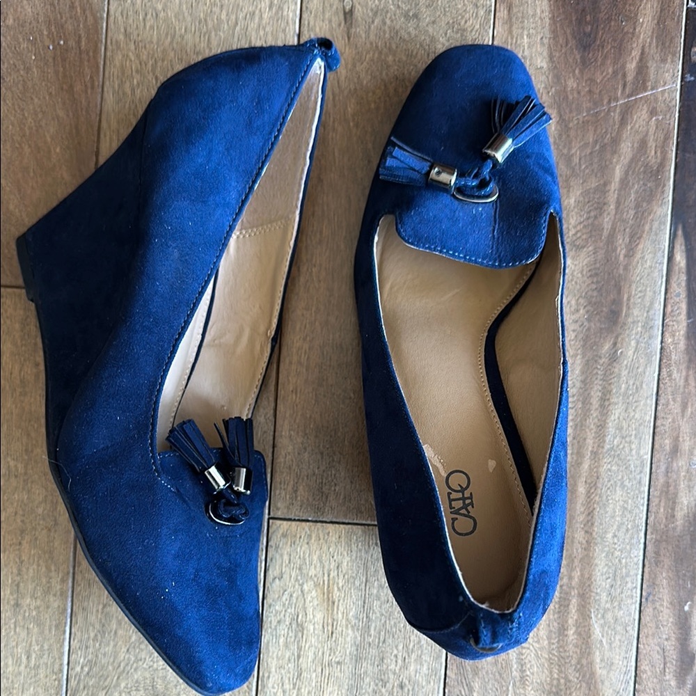 NEW Cato Blue Suede Wedge 10 W